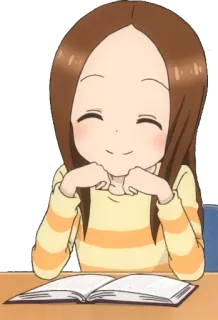 😌 Anime, Chica, Linda, Feliz, Estudiando telegram sticker