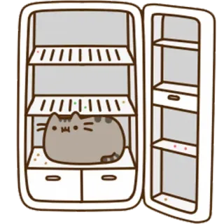 🍽 Pusheen cat, refrigerator, food, cute, pusheen telegram sticker