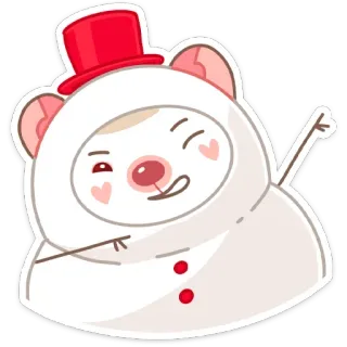😉 animale, carino, sticker, cartone animato, cappello, inverno telegram sticker