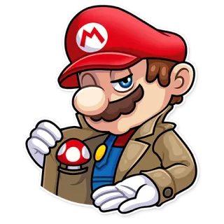 😏 Mario Mario, Espião, Cogumelo, Desenho animado, Personagem telegram sticker