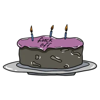 🎂 fuck off torta, offensivo, compleanno, festa, cibo telegram sticker