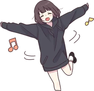 🎶 Anime, Ragazza, Musica, Gioioso, Felice, Ballare telegram sticker