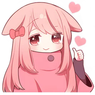 👍 Anime, Fofo, Joinha, Rosa, Menina, Kawaii whatsapp sticker