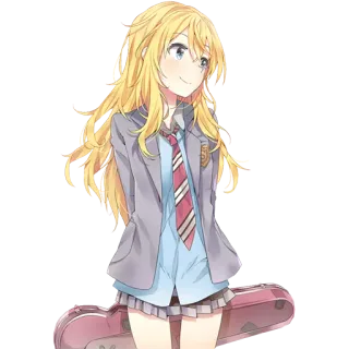 😊 Kaori Miyazono Your Lie in April Anime, Ragazza, Uniforme scolastica, Violino, Musicale, Personaggio telegram sticker