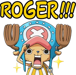 🤩 Tony Tony Chopper One Piece ROGER!!! 动漫, 海贼王, 托尼托尼·乔巴, 卡通, 贴纸 telegram sticker