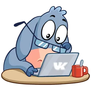 👨‍💻 VK животное, очки, компьютер, чашка, работа, мультфильм telegram sticker