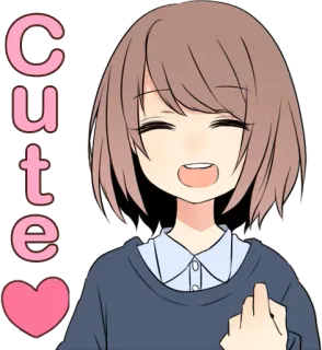 ❤️ Cute cute, anime, girl, heart, finger telegram sticker