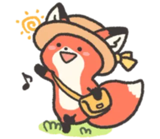 🌈 狐狸, 卡通, 动物, 可爱, 帽子, 夏天 telegram sticker