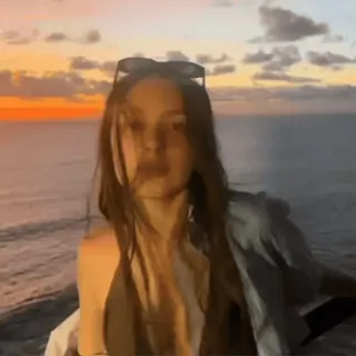 😎 Dove Cameron dove cameron, sunset, ocean, beach, golden hour, portrait, celebrity telegram sticker