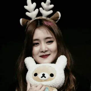 ✖️ woman, deer headband, plush toy, portrait telegram sticker