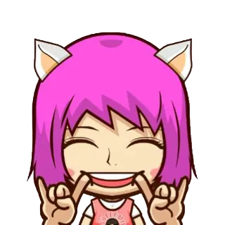 😄 การ์ตูน, อนิเมะ, น่ารัก, คาวาอิ, ผมสีชมพู, สติกเกอร์, อิโมจิ, หูแมว telegram sticker