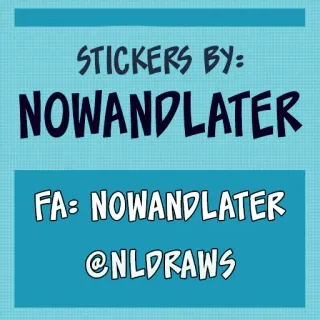 📝 STICKERS BY:
NOWANDLATER
FA: NOWANDLATER
@NLDRAWS autocollant, dessin animé, nowandlater, oeuvre, NLdraws, illustration, artiste whatsapp sticker