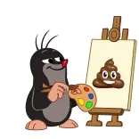 💩 mole, cartoon, painting, poop, art, funny whatsapp sticker