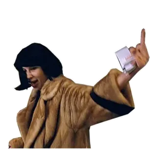🖕 middle finger, offensive gesture, woman, fur coat, attitude telegram sticker