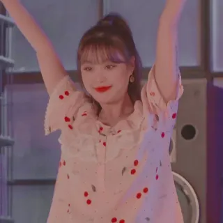 🌷 kobieta, uroczy, wiśnia, sukienka, radosny, azjatycki whatsapp sticker