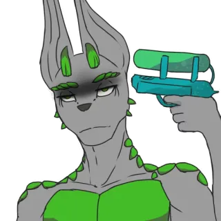 🐺 Furry, Arma, Desenho animado, Personagem, Arma, Pistola de água telegram sticker