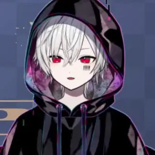 ☁️ Anime, Charakter, Hoodie, Rote Augen, Barcode, Aufkleber whatsapp sticker
