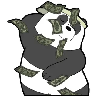 💸 Panda We Bare Bears Мультфильм, Панда, Деньги, Богатый, Счастливый, We Bare Bears whatsapp sticker