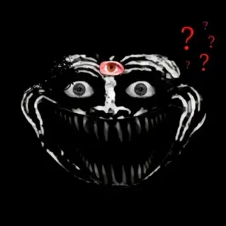 😔 สยองขวัญ, โทรลเฟซ, น่าขนลุก, คำถาม, ดวงตา telegram sticker
