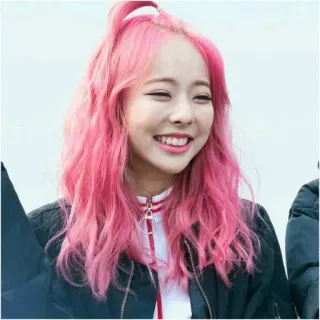 🍃 여자, 분홍 머리, 미소, 인물 사진, 사람, 귀여운, 쾌활한 telegram sticker