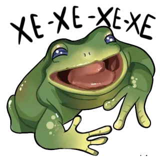 😂 frog, happy, animal, cartoon, funny, green, cute telegram sticker