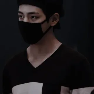 💜 man, portrait, face mask, black and white, korean, male telegram sticker