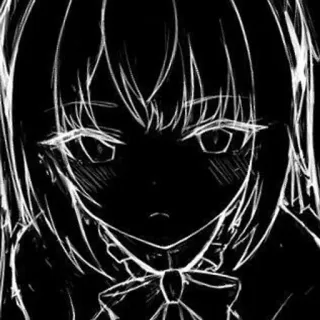 💓 动漫, 女孩, 黑暗, 素描, 漫画, Emo telegram sticker