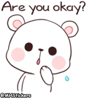 😦 Are you okay? lindo, oso, pegatina, pregunta, ok whatsapp sticker
