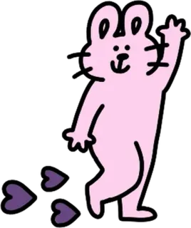 💬 토끼, 귀여운, 동물, 만화, 하트, 분홍색, 인사 whatsapp sticker