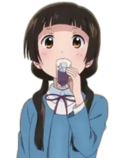 🐻 anime, girl, drinking, cute, animation telegram sticker