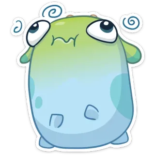 😷 mostro, carino, adesivo, cartone animato, bizzarro, blu, verde, occhi whatsapp sticker
