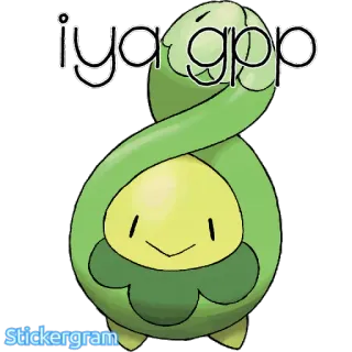 😅 iya gpp pokemon, knospi, sticker, süß, cartoon, grün, pflanze whatsapp sticker