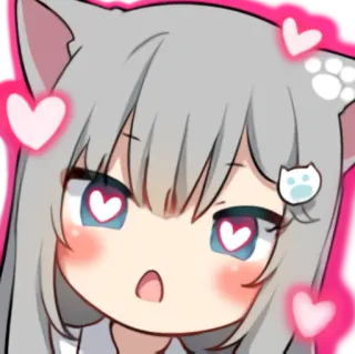 🥰 Anime, Katze, Niedlich, Kawaii, Herzen, Aufkleber whatsapp sticker
