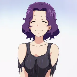 ⚓️ anime, mulher, sorrindo, cabelo roxo telegram sticker