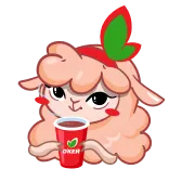 ☕ DINA lama, kreskówka, słodki, napój, czerwony telegram sticker