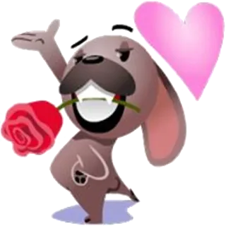 ❤ cão, amor, romance, coração, rosa telegram sticker