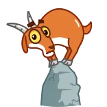 🆘 goat, animal, cartoon, cliff, rock telegram sticker