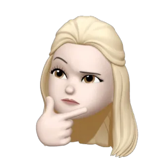 🚹 考えてる, 絵文字, 女性, 熟考, 漫画, ブロンド whatsapp sticker