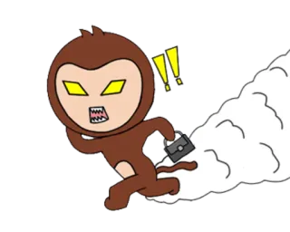 🏃 aap, dier, cartoon, geschrokken, scheet telegram sticker