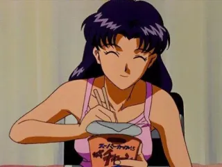 😊 Misato Katsuragi Neon Genesis Evangelion Аниме, Еда, Рамен, Мисато, Каваий whatsapp sticker