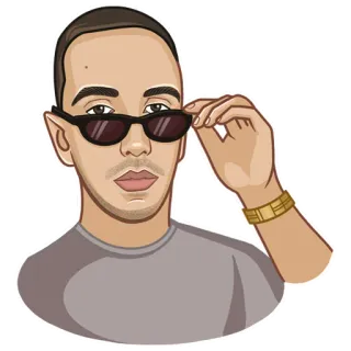 😎 homme, lunettes de soleil, dessin animé, autocollant, portrait, personnage, personne telegram sticker