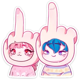 ⭐ middle finger, offensive, anime, cartoon, sticker whatsapp sticker