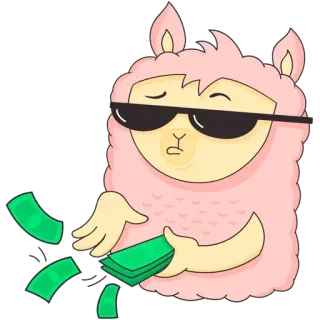 🤑 lama, argent, lunettes de soleil, cool, riche, liquide telegram sticker