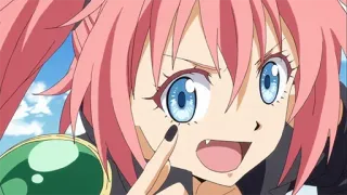 👀 Milim Nava That Time I Got Reincarnated as a Slime Anime, Lindo, Pelo rosa, Vampiro, Señor demonio, Milim, Slime whatsapp sticker