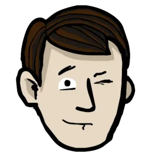 😜 Cartoon, Mann, Kopf, Zwinkern, Illustration telegram sticker