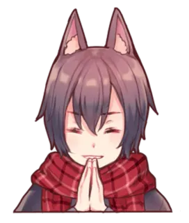 😄 anime, wolf, cute, scarf, boy, ears telegram sticker