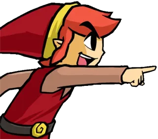 👉 Link Videojuego, Personaje, Toon Link, The Legend of Zelda, Rojo, Señalando telegram sticker