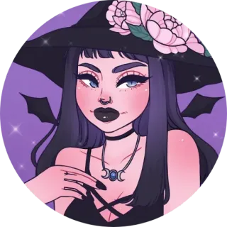 🧙‍♀ strega, gotico, Halloween, magia, cartone animato, adesivo, femminile telegram sticker