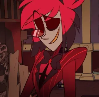 🍾 Alastor Hazbin Hotel alastor, hazbin hotel, kreskówka, demon, uśmiechnięty telegram sticker