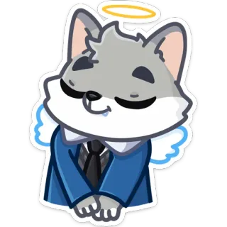 😇 lobo, anjo, fofo, animal, adesivo, halo whatsapp sticker